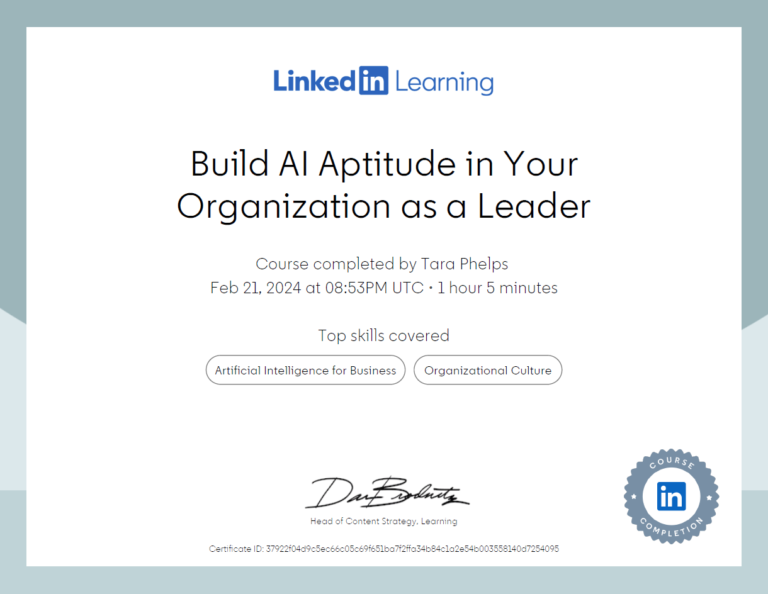 Build AI Aptitude LinkedIn Learning Certificate